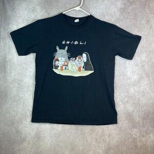 VINTAGE Studio Ghibli Shirt Adult Large Black Graphic Tee FRIENDS Cotton Y2K